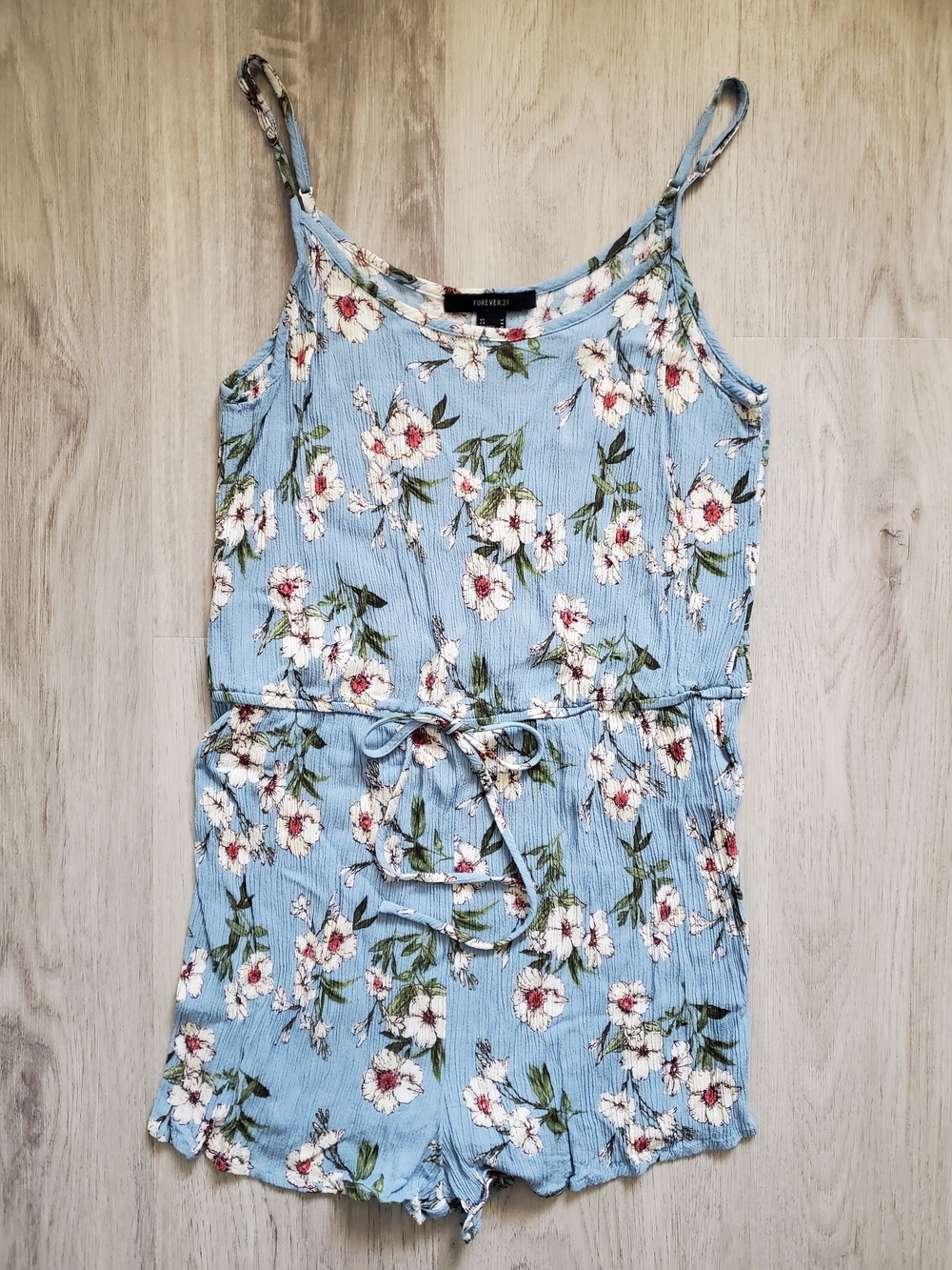 🌟2/$20🌟 Light Blue Floral Tie-Waist Romper - Forever 21 - M